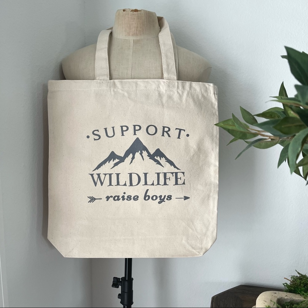 Support Wildlife Raise Boys Canvas Tote